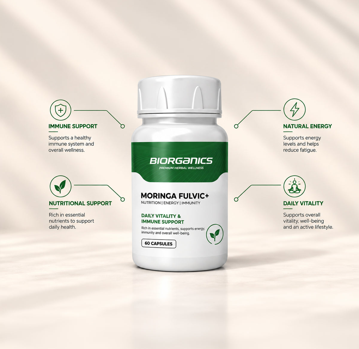 Biorganics - Moringa Fulvic+ Premium Herbal Capsules